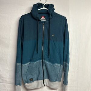 Quiksilver Men’s Green striped zip up hoodie Size Small